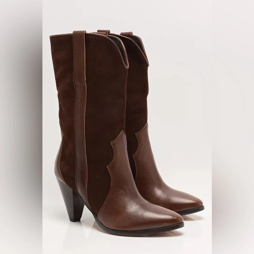 Free People Feather Heel Leather & Suede Boots
